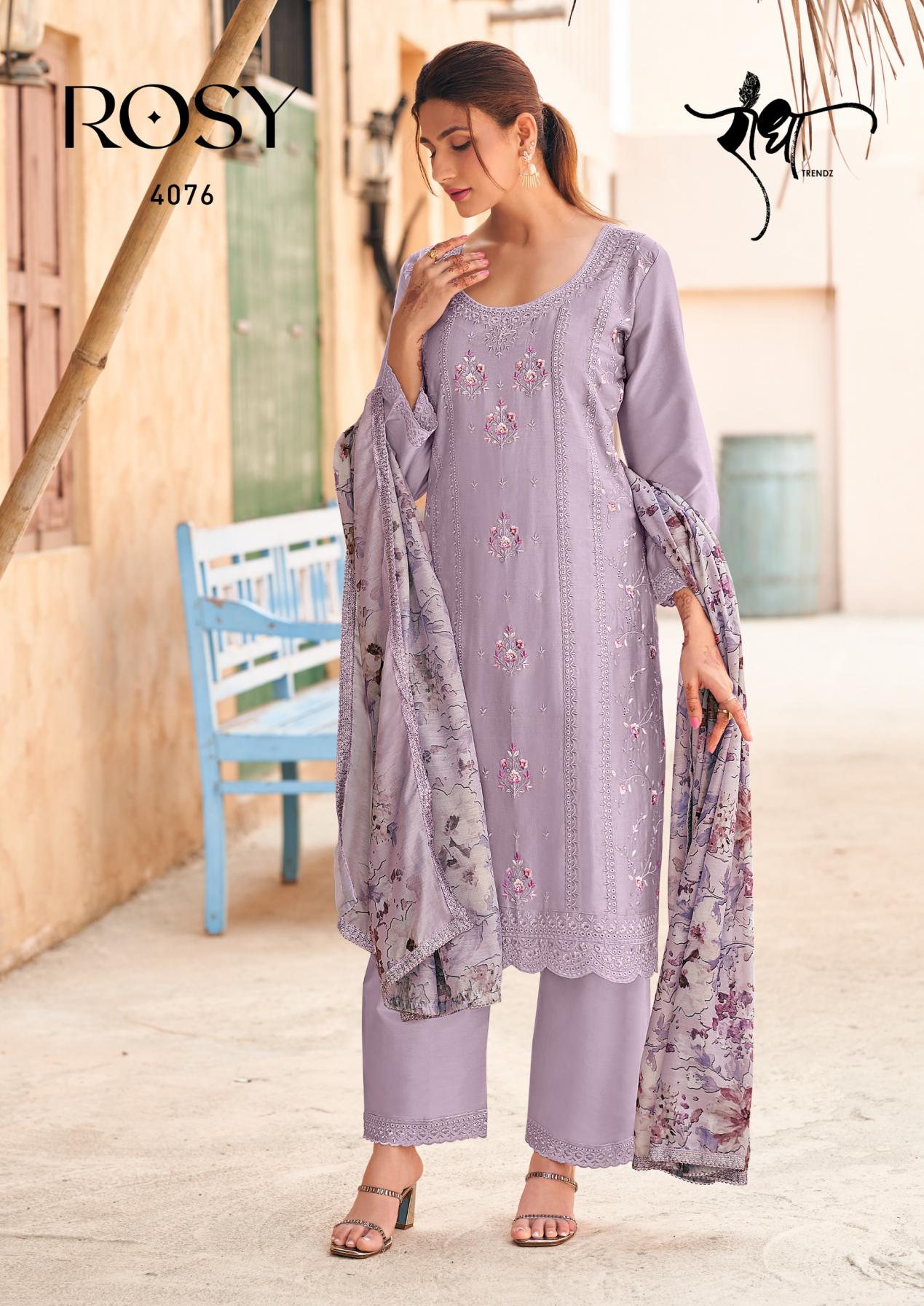 RADHA TRENDZ PRESENTS ROSY WHOLESALE DESIGNER FREE SIZE STITCH CLASSIC SUITS