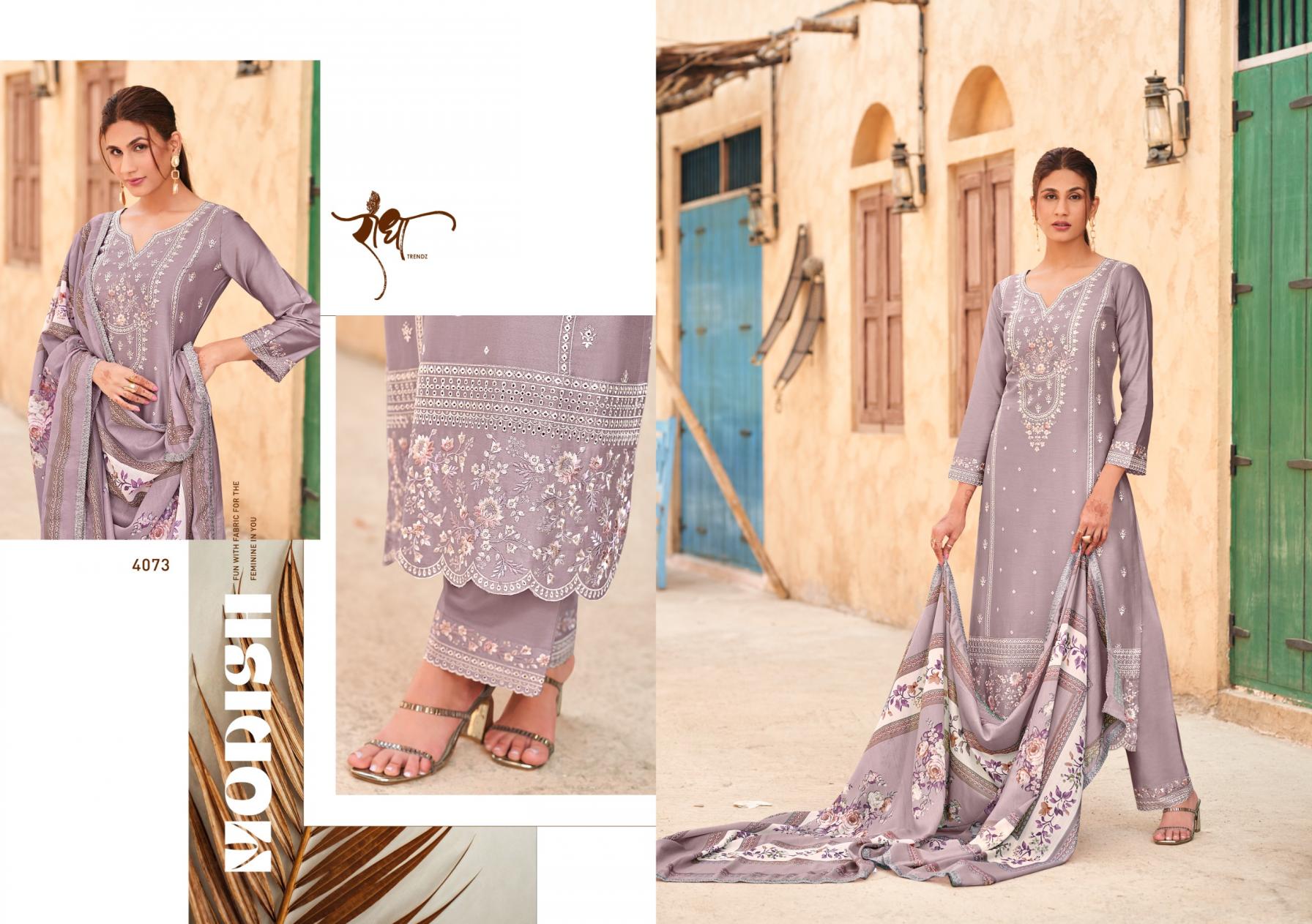 RADHA TRENDZ PRESENTS ROSY WHOLESALE DESIGNER FREE SIZE STITCH CLASSIC SUITS
