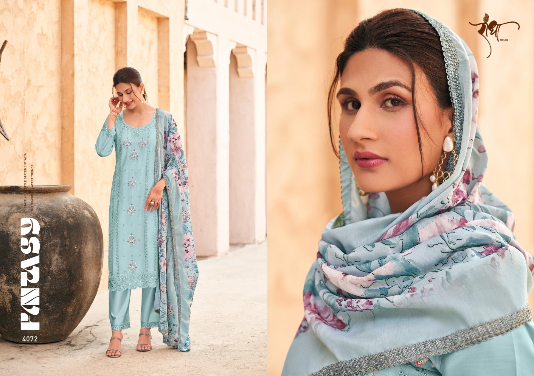 RADHA TRENDZ PRESENTS ROSY WHOLESALE DESIGNER FREE SIZE STITCH CLASSIC SUITS