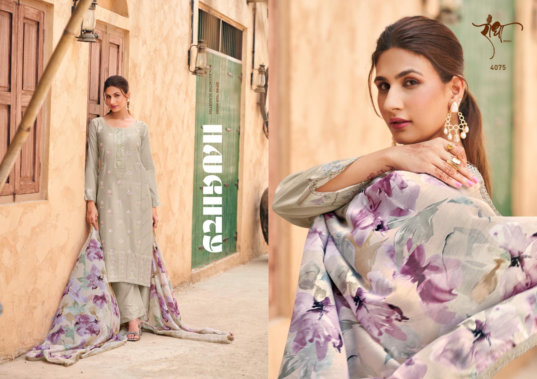 RADHA TRENDZ PRESENTS ROSY WHOLESALE DESIGNER FREE SIZE STITCH CLASSIC SUITS