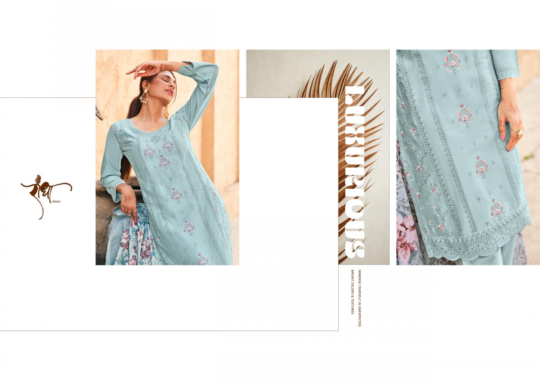 RADHA TRENDZ PRESENTS ROSY WHOLESALE DESIGNER FREE SIZE STITCH CLASSIC SUITS