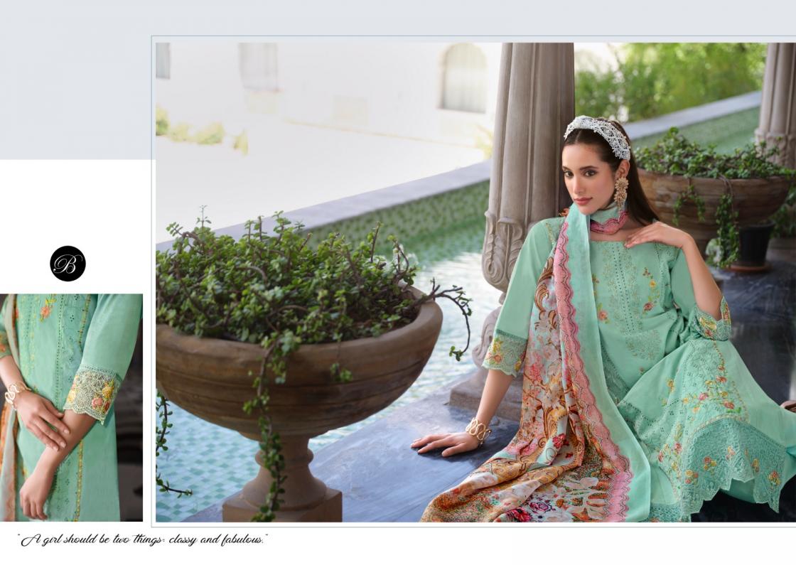 BELLIZA DESIGNER STUDIO PRESENT ZOYA VOL 2 COTTON DAMAN WORK DESIGNER DRESS MATERIAL
