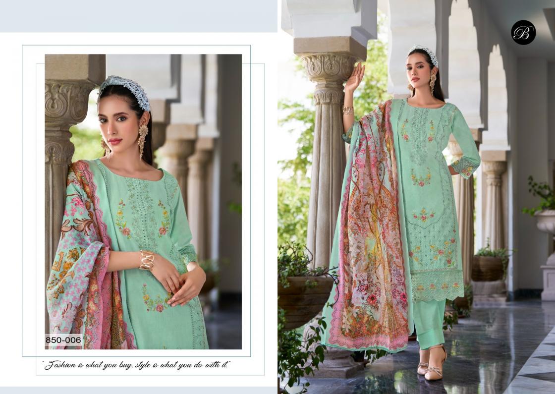 BELLIZA DESIGNER STUDIO PRESENT ZOYA VOL 2 COTTON DAMAN WORK DESIGNER DRESS MATERIAL