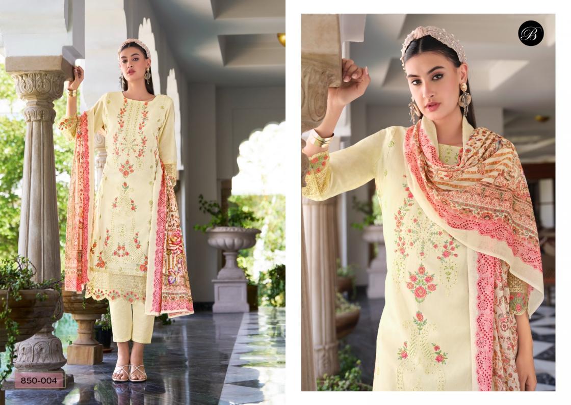 BELLIZA DESIGNER STUDIO PRESENT ZOYA VOL 2 COTTON DAMAN WORK DESIGNER DRESS MATERIAL