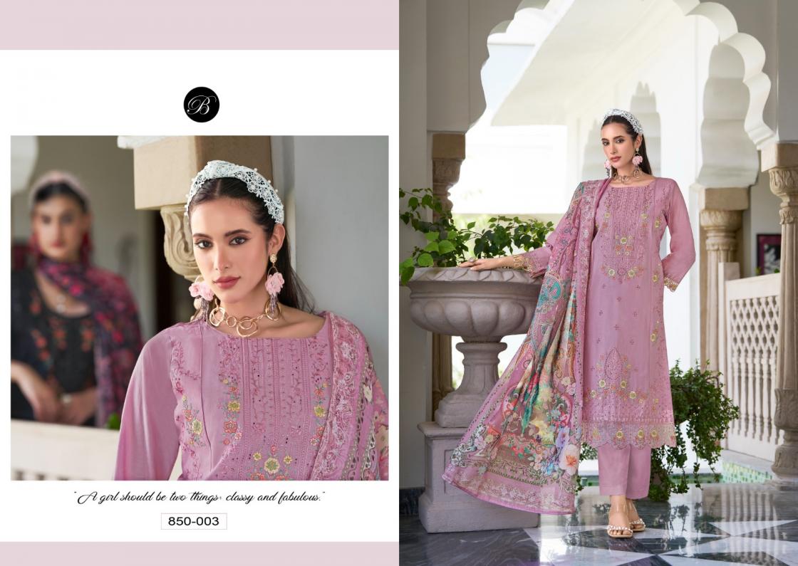 BELLIZA DESIGNER STUDIO PRESENT ZOYA VOL 2 COTTON DAMAN WORK DESIGNER DRESS MATERIAL