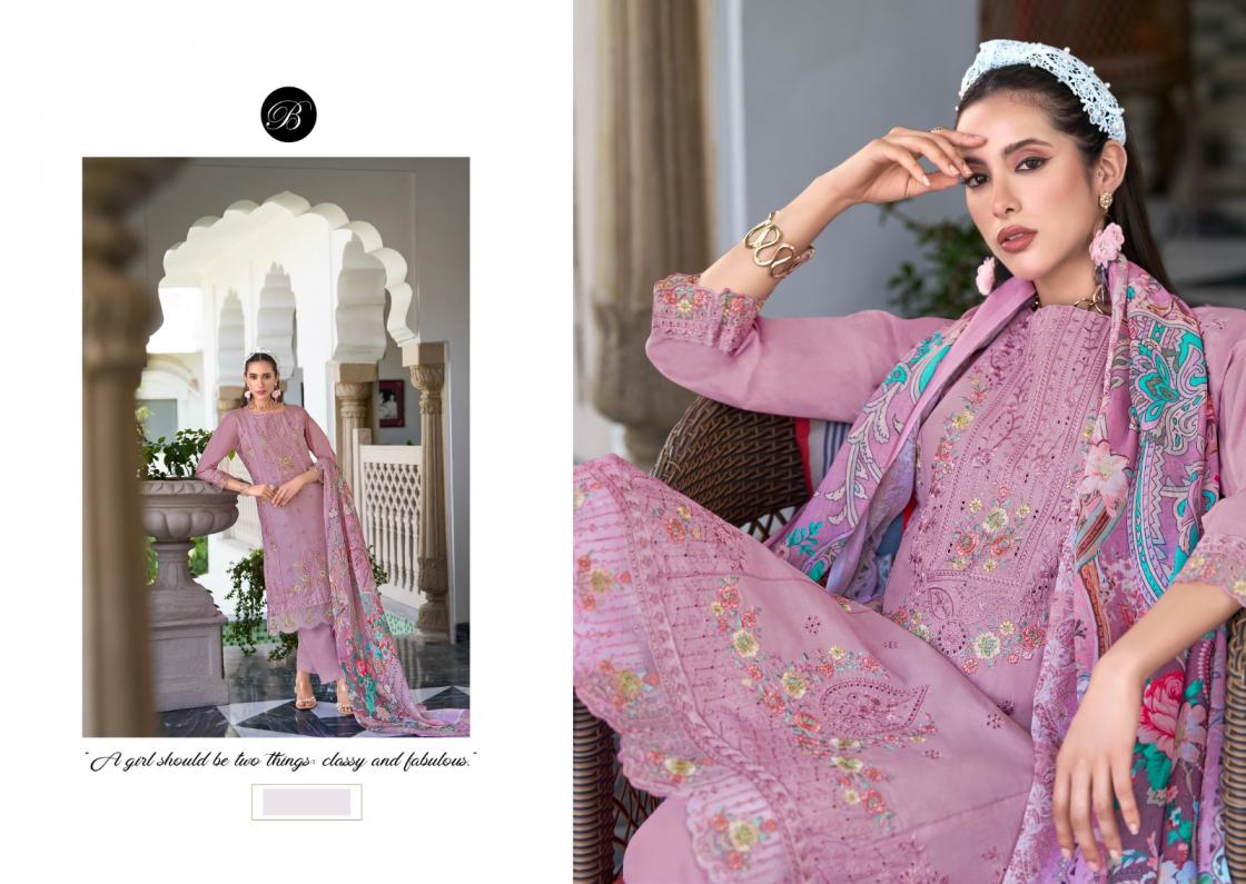 BELLIZA DESIGNER STUDIO PRESENT ZOYA VOL 2 COTTON DAMAN WORK DESIGNER DRESS MATERIAL