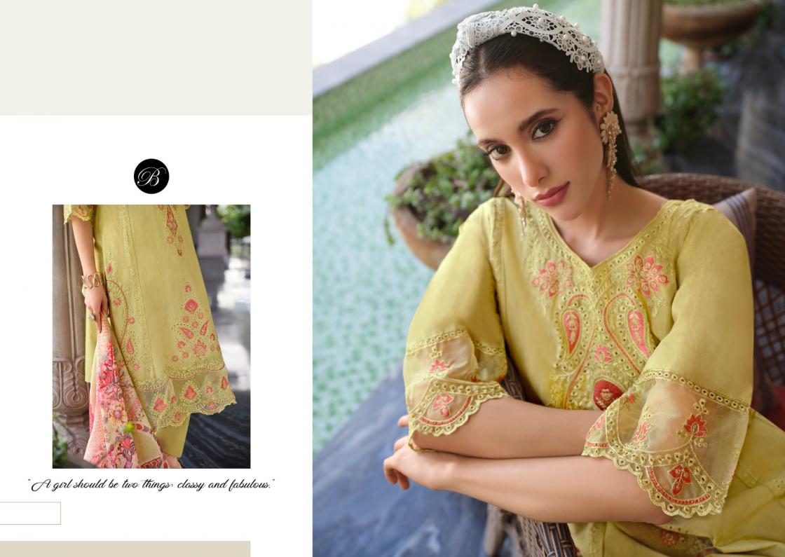 BELLIZA DESIGNER STUDIO PRESENT ZOYA VOL 2 COTTON DAMAN WORK DESIGNER DRESS MATERIAL