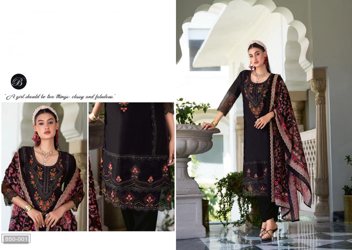 BELLIZA DESIGNER STUDIO PRESENT ZOYA VOL 2 COTTON DAMAN WORK DESIGNER DRESS MATERIAL