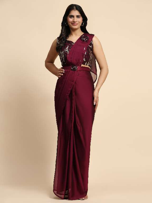 AMOHA A339 WHOLESALE EXQUSITE SEQUIN EMBROIDERY WORK READY TO WEAR DESIGNER SAREES