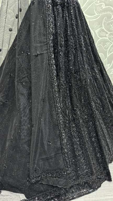 ANJANI ART D.NO 2860 WHOLESALE HEAVY NET DESIGNER LEHENGAS