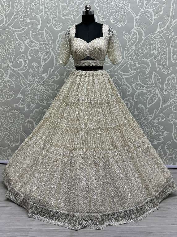ANJANI ART D.NO 2860 WHOLESALE HEAVY NET DESIGNER LEHENGAS