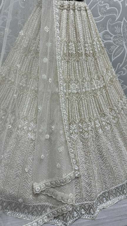 ANJANI ART D.NO 2860 WHOLESALE HEAVY NET DESIGNER LEHENGAS