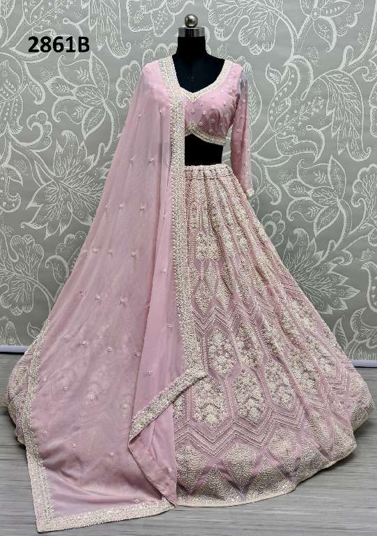 ANJANI ART D.NO 2852 WHOLESALE PURE GEORGETTE DESIGNER LEHENGAS