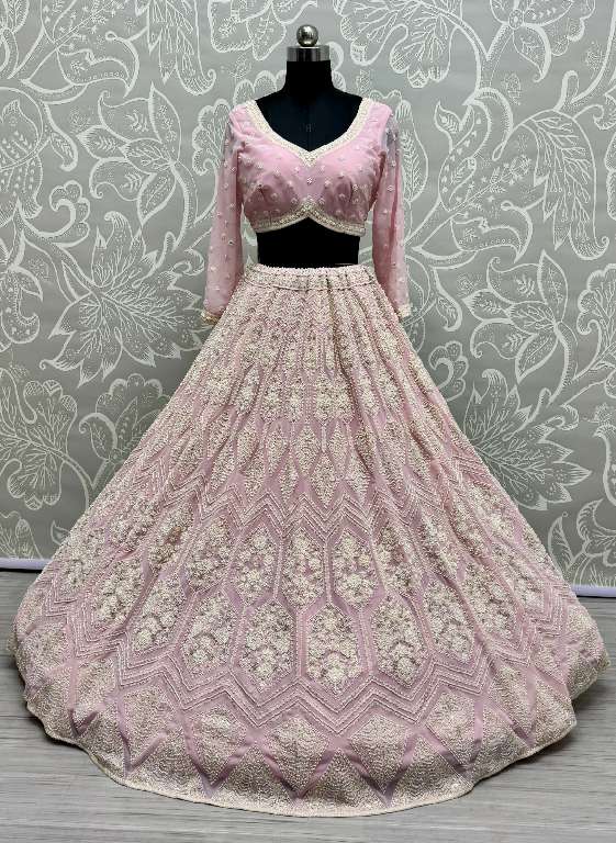 ANJANI ART D.NO 2852 WHOLESALE PURE GEORGETTE DESIGNER LEHENGAS