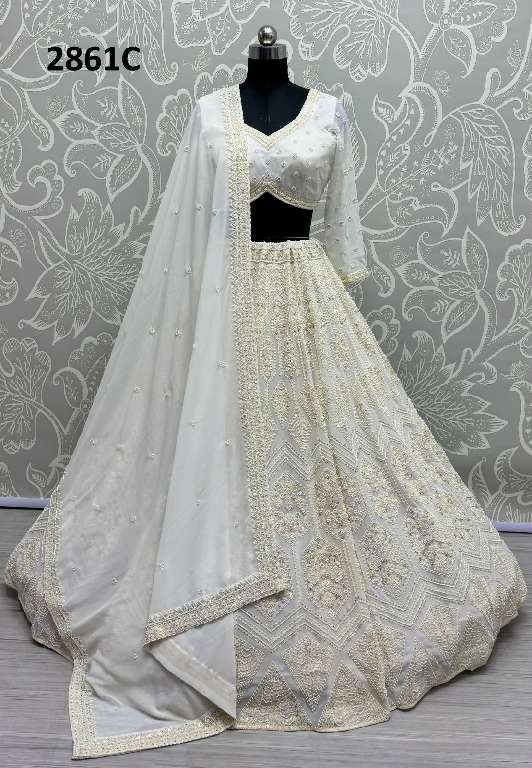 ANJANI ART D.NO 2852 WHOLESALE PURE GEORGETTE DESIGNER LEHENGAS