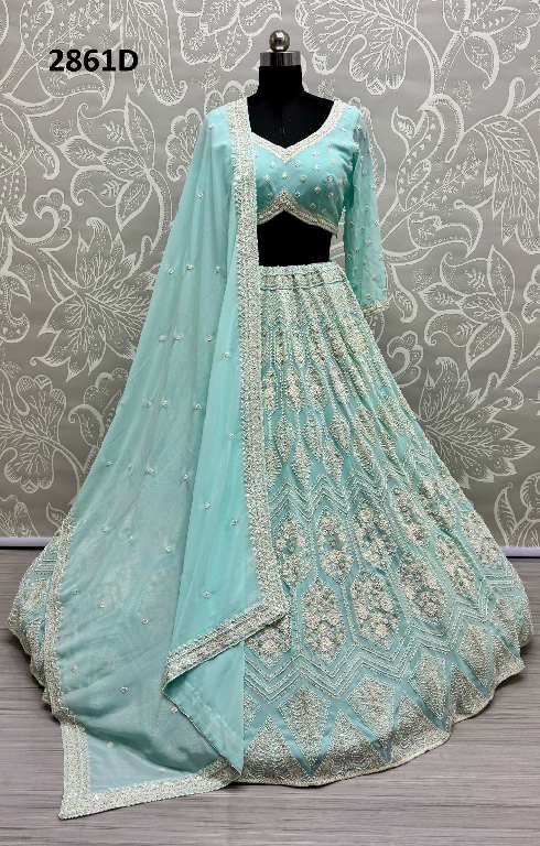 ANJANI ART D.NO 2852 WHOLESALE PURE GEORGETTE DESIGNER LEHENGAS