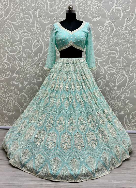 ANJANI ART D.NO 2852 WHOLESALE PURE GEORGETTE DESIGNER LEHENGAS