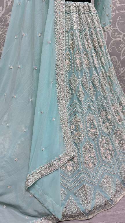 ANJANI ART D.NO 2852 WHOLESALE PURE GEORGETTE DESIGNER LEHENGAS