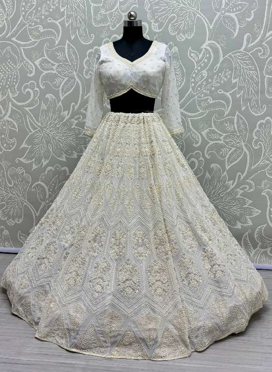 ANJANI ART D.NO 2852 WHOLESALE PURE GEORGETTE DESIGNER LEHENGAS