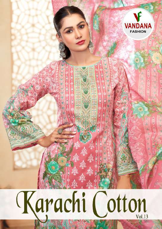 Vandana Karachi Cotton Vol-13 Wholesale Pure Cotton With Digital Style Print Pakistani Dress Material