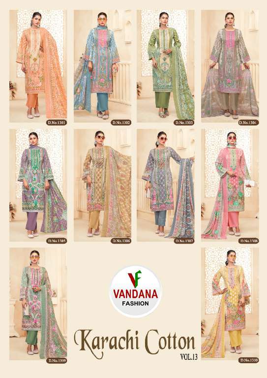 Vandana Karachi Cotton Vol-13 Wholesale Pure Cotton With Digital Style Print Pakistani Dress Material