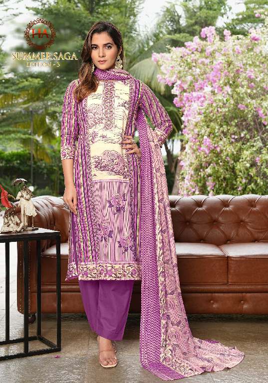 Harshit Summer Saga Vol-3 Wholesale Pure Cotton With Swarovski Diamond Work Dress Material
