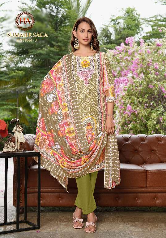 Harshit Summer Saga Vol-3 Wholesale Pure Cotton With Swarovski Diamond Work Dress Material