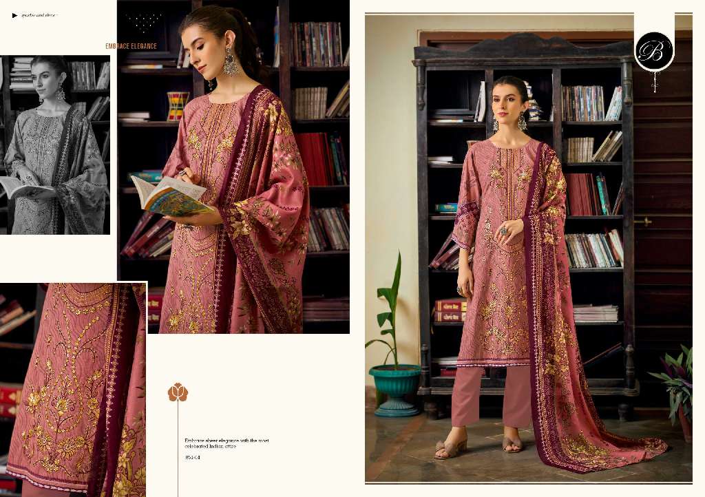 Belliza Chevron Vol-3 Wholesale Pure Cotton With Self Embroidery Work Dress Material