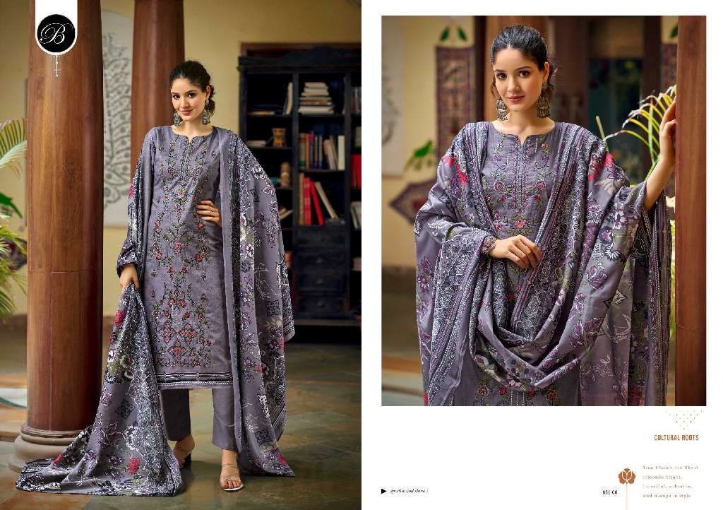 Belliza Chevron Vol-3 Wholesale Pure Cotton With Self Embroidery Work Dress Material