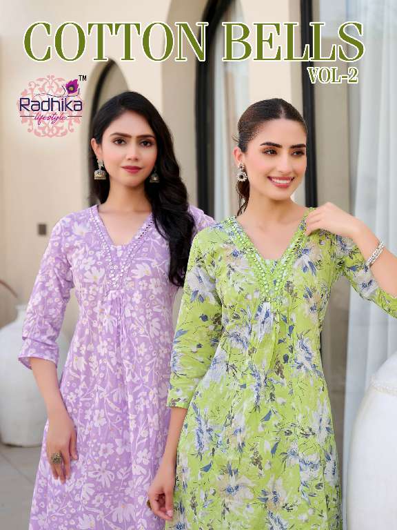 cotton bells vol 2 by radhika lifestyle cotton fully stitch plus size casual kurti with Pant
