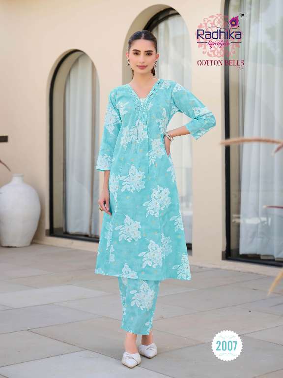 cotton bells vol 2 by radhika lifestyle cotton fully stitch plus size casual kurti with Pant