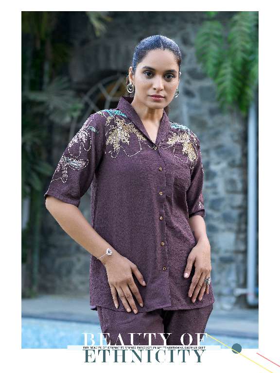 MITTOO DAIZY WHOLESALE VISCOSE CRAP WITH THRED HANDWORK READYMADE FASHIONABLE CORD SET