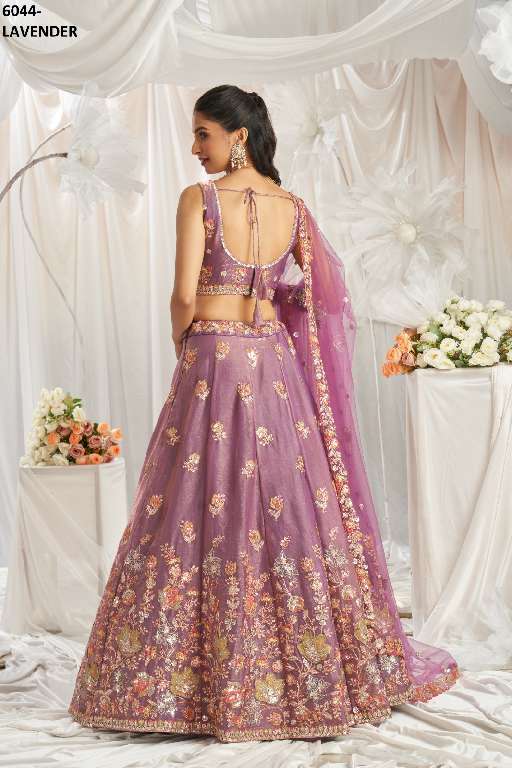 PF SERIES 6044 COLORS WHOLESALE ORGANZA HEAVY DESIGNER LEHENGHA
