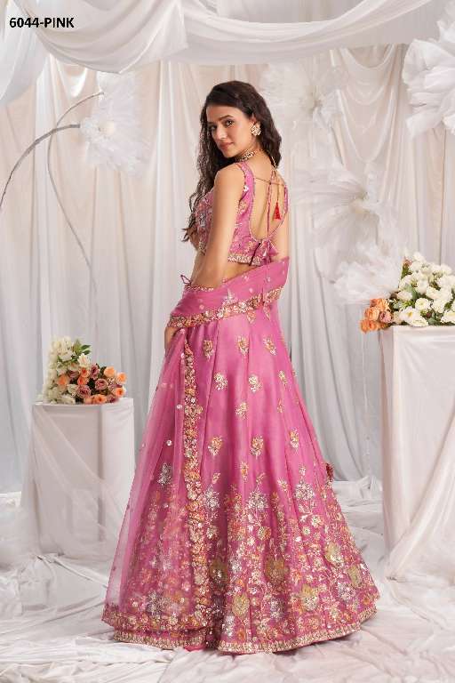 PF SERIES 6044 COLORS WHOLESALE ORGANZA HEAVY DESIGNER LEHENGHA