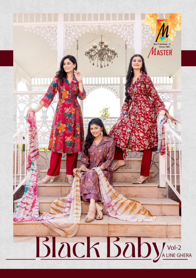 MASTER BLACK BABY VOL 2 A LINE GHERA VERTICAN FULL STITCH CLASSIC SALWAR KAMEEZ