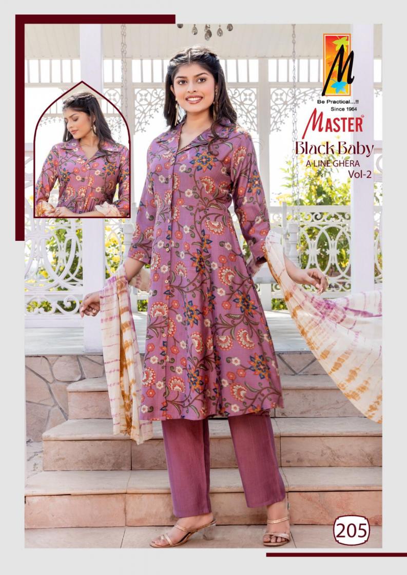 MASTER BLACK BABY VOL 2 A LINE GHERA VERTICAN FULL STITCH CLASSIC SALWAR KAMEEZ