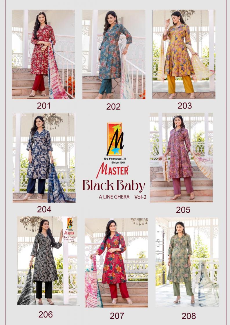 MASTER BLACK BABY VOL 2 A LINE GHERA VERTICAN FULL STITCH CLASSIC SALWAR KAMEEZ
