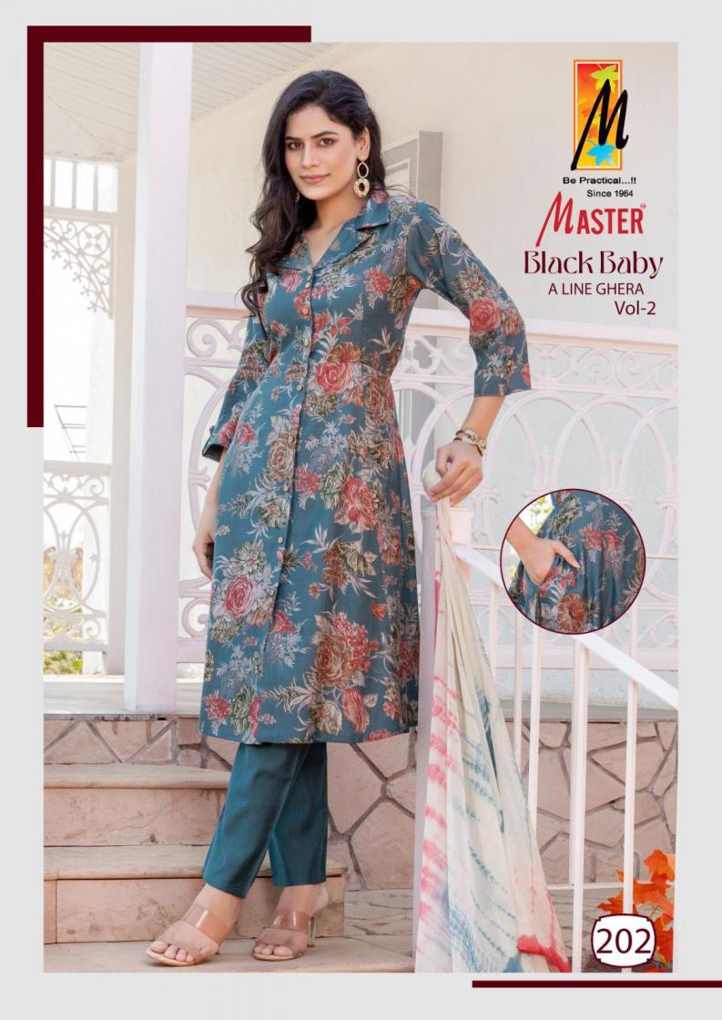 MASTER BLACK BABY VOL 2 A LINE GHERA VERTICAN FULL STITCH CLASSIC SALWAR KAMEEZ