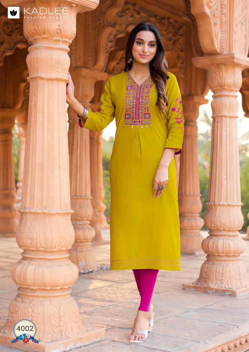 KADLEE LAUNCH LADLEE RAYON HAND WORKED BEAUTIFUL KURTI