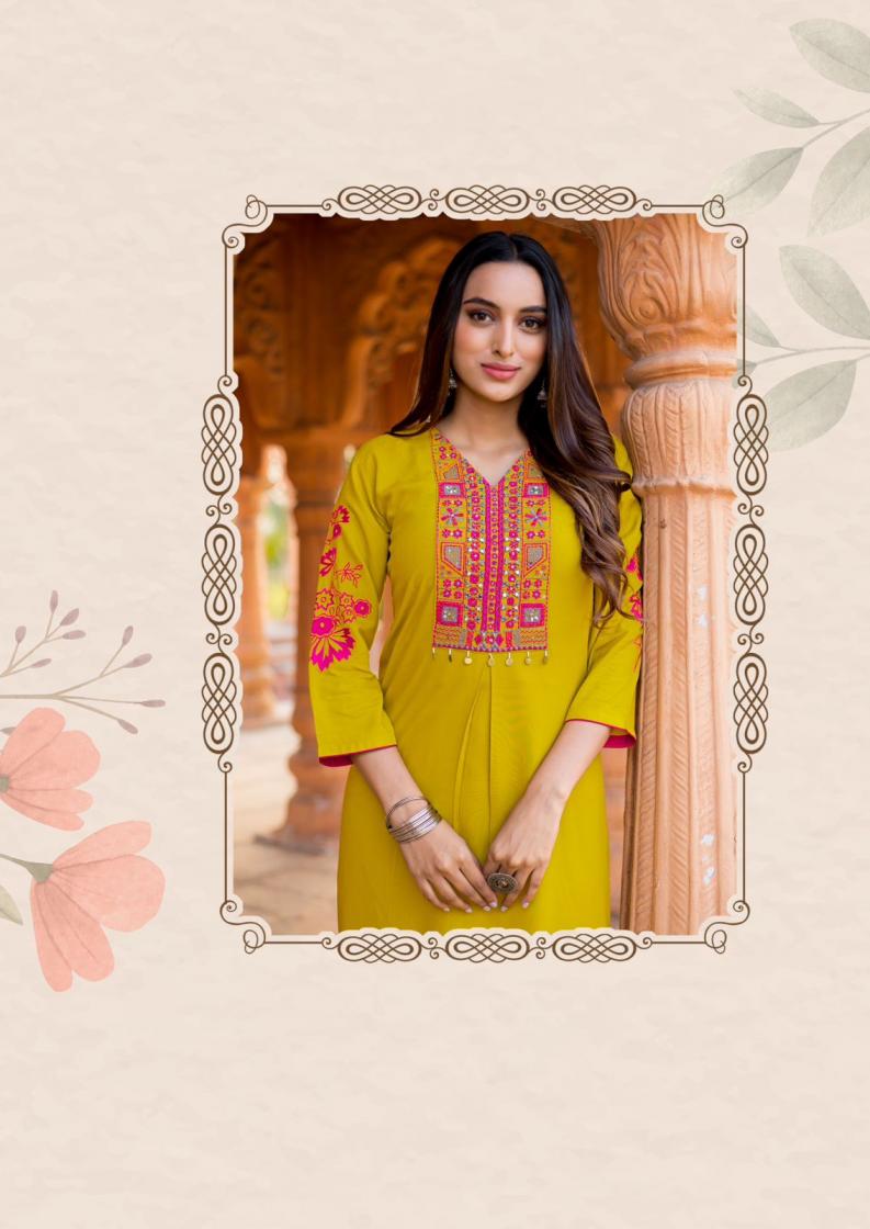 KADLEE LAUNCH LADLEE RAYON HAND WORKED BEAUTIFUL KURTI