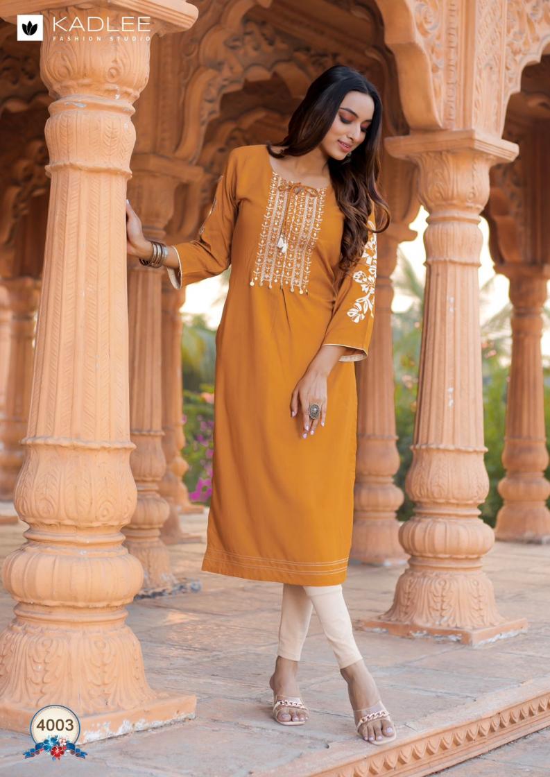 KADLEE LAUNCH LADLEE RAYON HAND WORKED BEAUTIFUL KURTI
