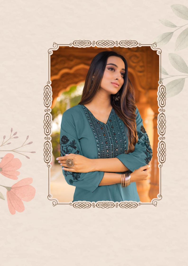 KADLEE LAUNCH LADLEE RAYON HAND WORKED BEAUTIFUL KURTI