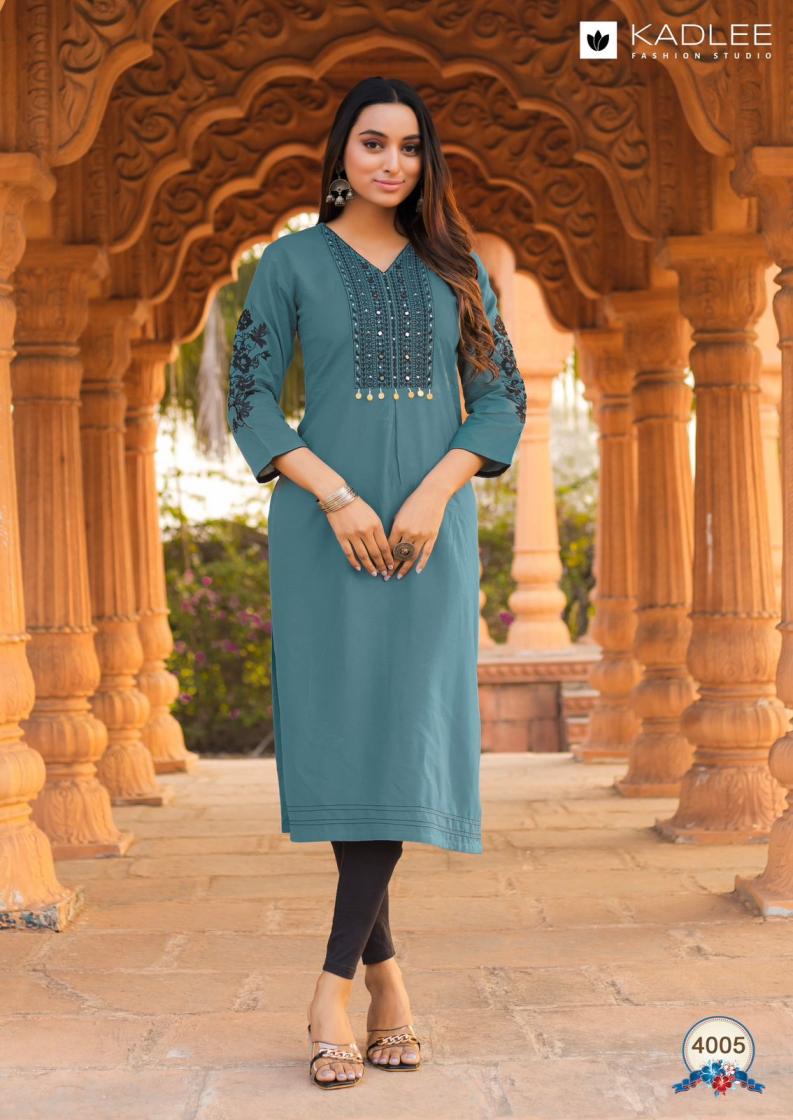 KADLEE LAUNCH LADLEE RAYON HAND WORKED BEAUTIFUL KURTI