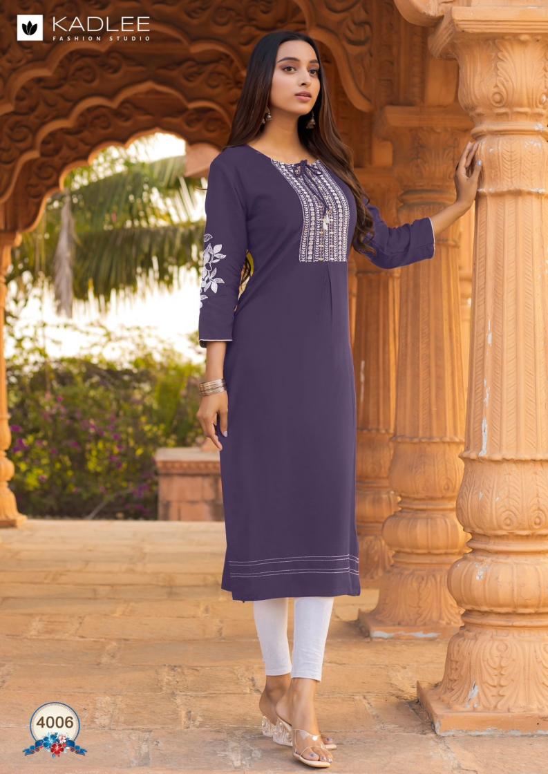 KADLEE LAUNCH LADLEE RAYON HAND WORKED BEAUTIFUL KURTI
