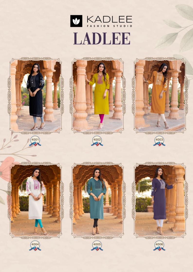 KADLEE LAUNCH LADLEE RAYON HAND WORKED BEAUTIFUL KURTI