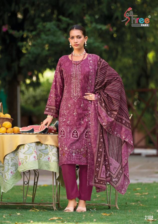 SHREE FABS LAUCH BIN SAEED LAWN COLLECTION VOL 21 COTTON FANCY DESIGN UNSTITCH SUIT
