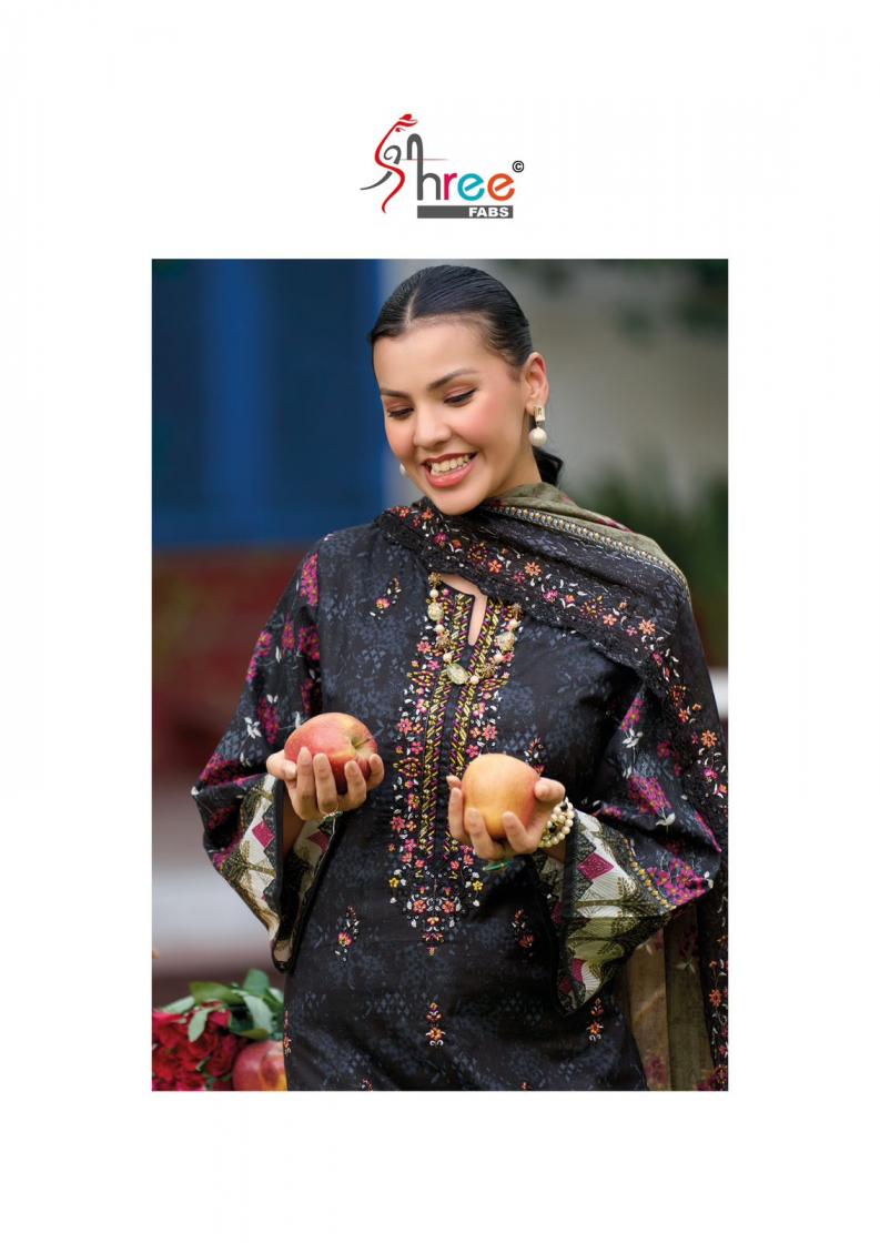 SHREE FABS LAUCH BIN SAEED LAWN COLLECTION VOL 21 COTTON FANCY DESIGN UNSTITCH SUIT