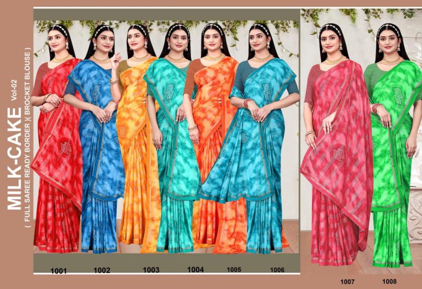 MADHUPRIYA PRESENT MILK CAKE VOL 2 FANCY RIM JHIM PATTERN SIMPLE LOOK SAREE