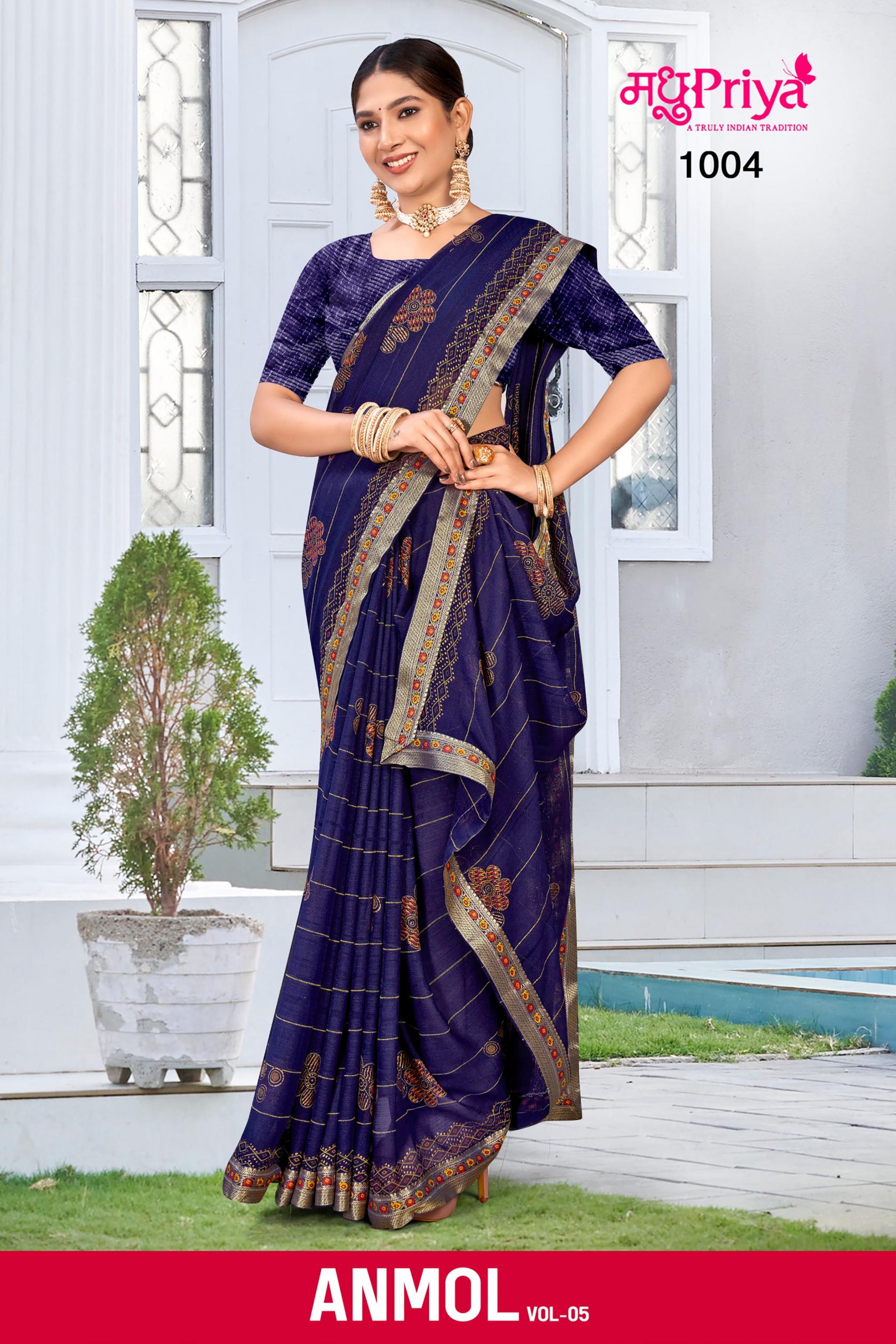MADHUPRIYA LAUNCH ANMOL VOL 5 DANI BEAUTIFUL BANDHEJ LOOK SAREE