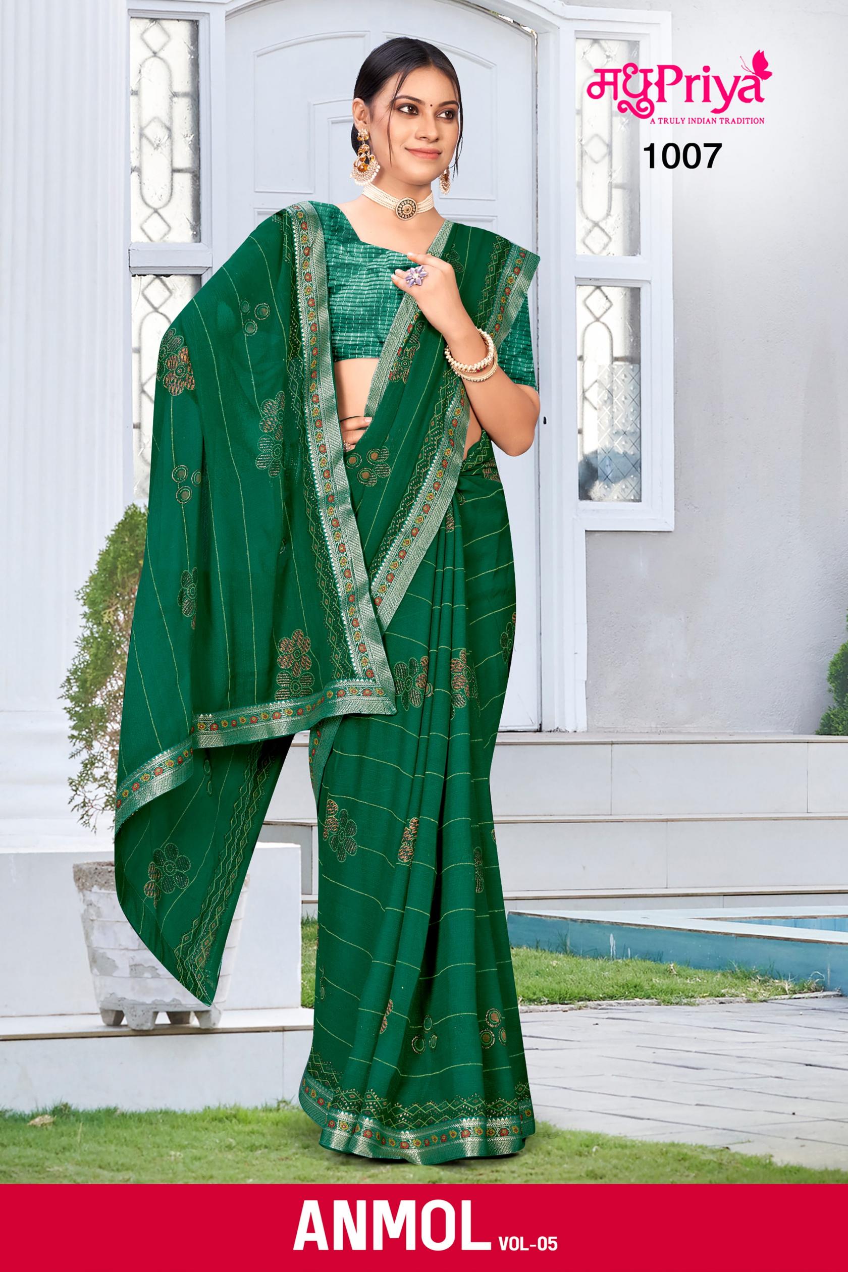 MADHUPRIYA LAUNCH ANMOL VOL 5 DANI BEAUTIFUL BANDHEJ LOOK SAREE